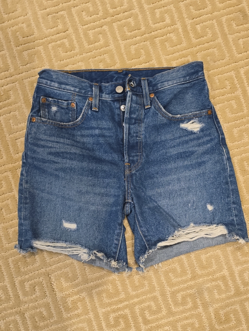 Levi's Distressed Mid-Blue Denim Shorts, W26